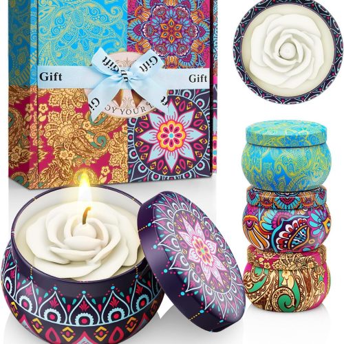 Flower Shaped Christmas Soy Candle Set